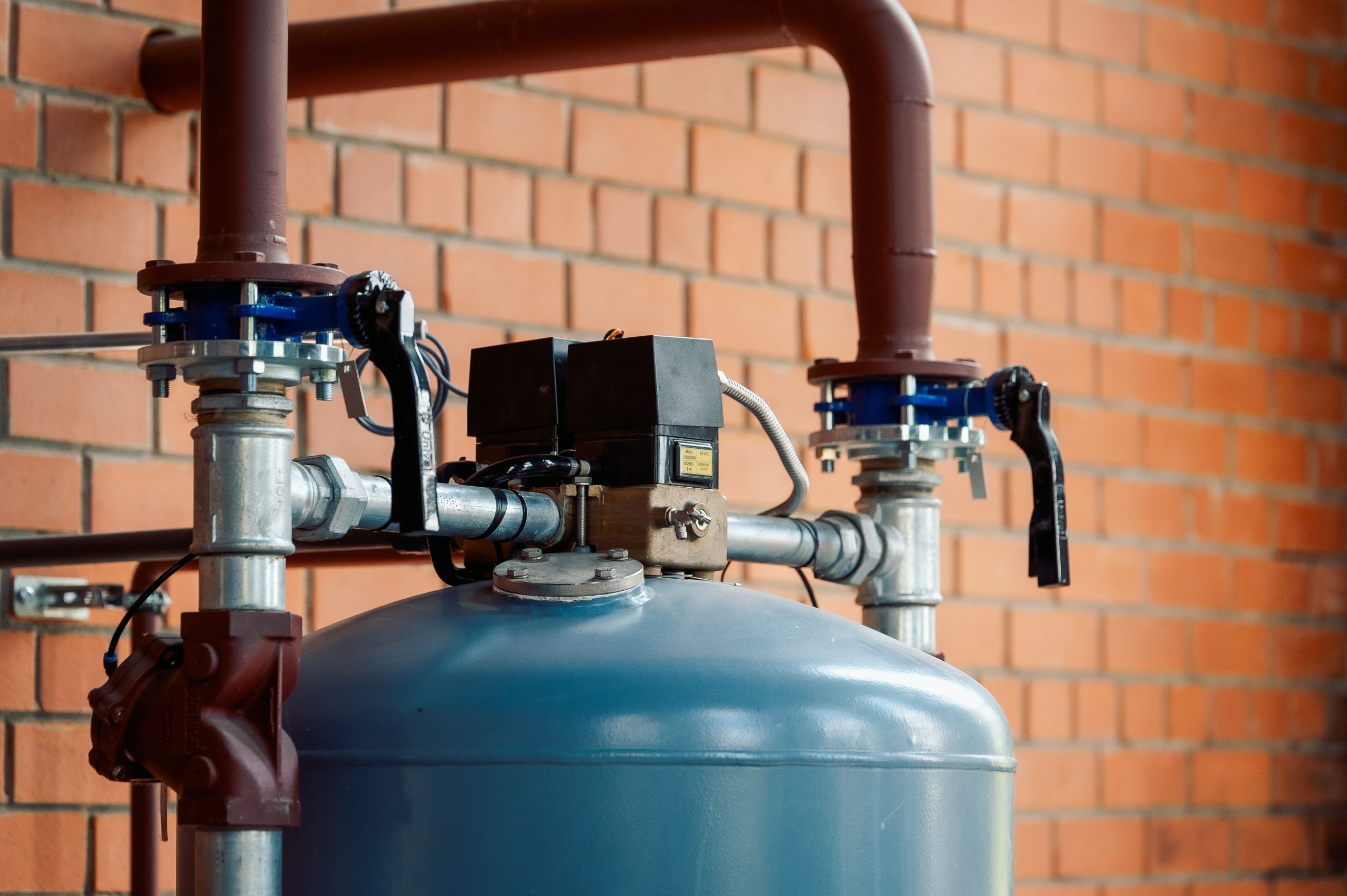 A view of wood chips boiler house heating system- gauge panel